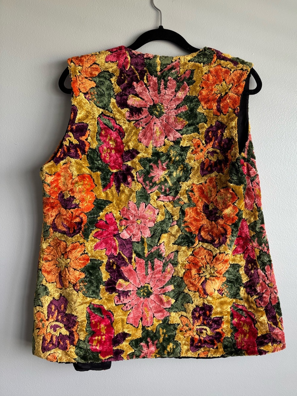 Vintage 1970s Flower Power Carpet Tapestry Vest Women’s Medium - Picture 5 of 16